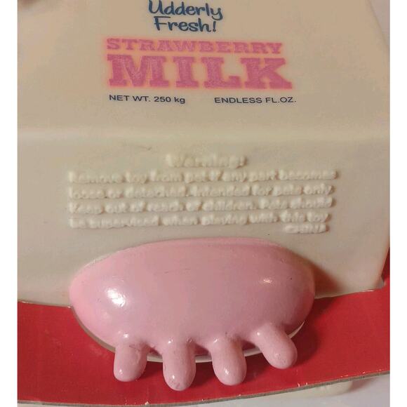 Funny Farms Cow Vinyl Rubber Milk Carton Goofy Squeak Toy Udders Stellar Pet - Picture 5 of 9